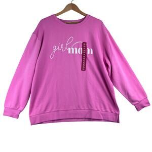 State of Mine Long Sleeve Sweat Shirt Women's XL "Girl Mom" Bubblegum Pink NWT